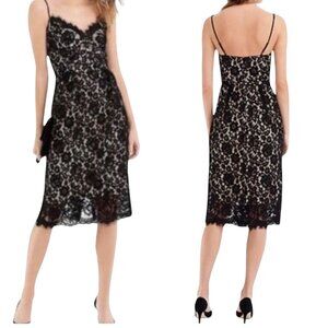 J.Crew NWT Guipure Black Lace Spagetti Strap Dress Fully Lined Size 8